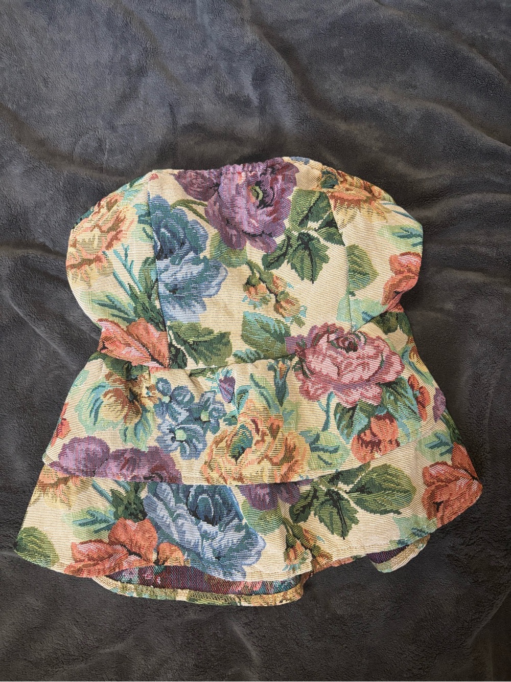 Floral Strapless Peplum Bustier Top - Multicolor Roses